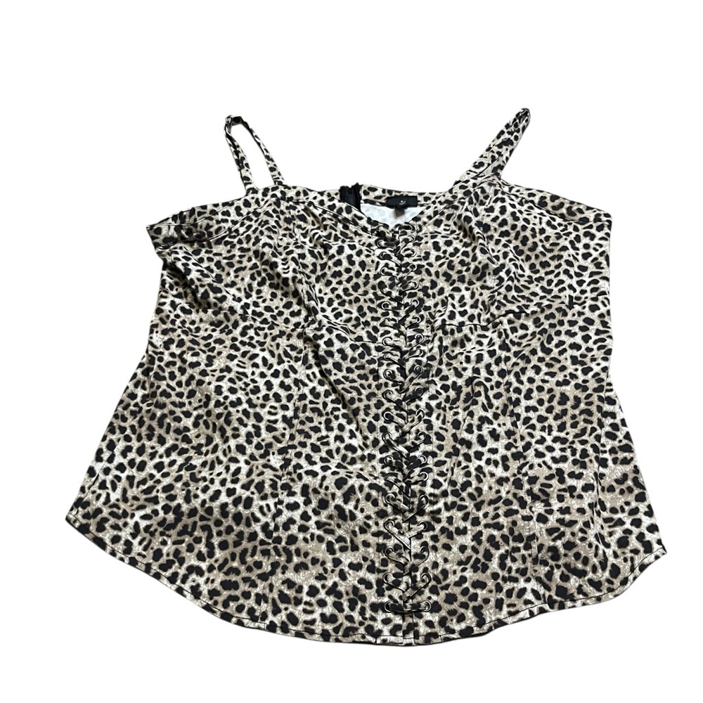 Torrid Corset Leopard Print Tank Top Lace Up Front Size 4X Plus